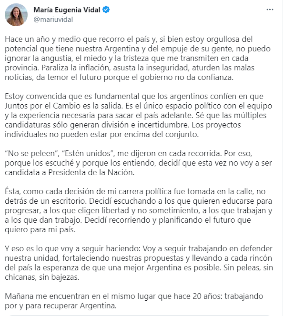 vidal-anuncio-que-no-sera-candidata-a-presidenta-ni-a-jefa-de-gobierno-porteno:-“quiero-fortalecer-a-jxc”