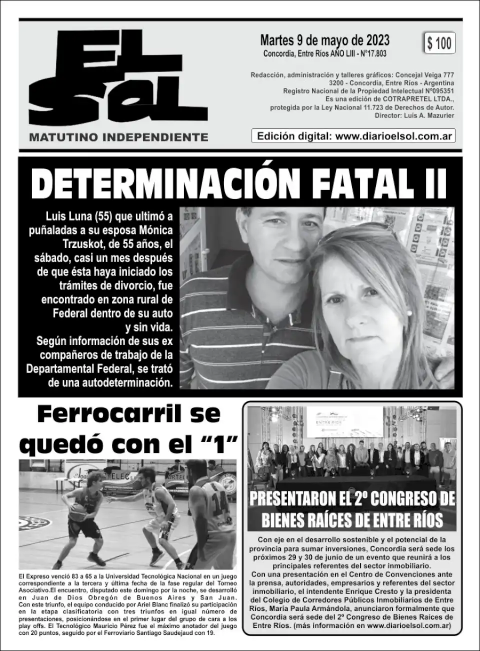 Tapa Edición Impresa – Martes 9 de mayo