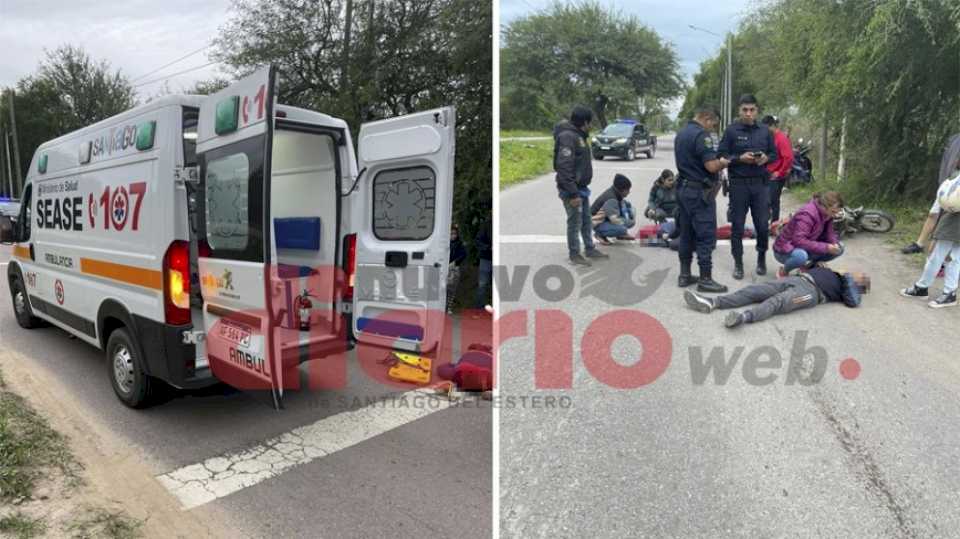 Accidente entre moto y bicicleta dejó a dos personas lesionadas