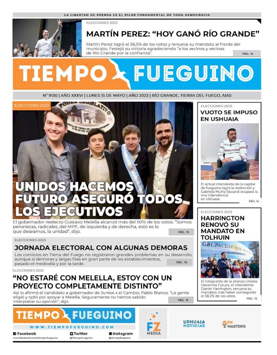 Portada del lunes 15 de mayo