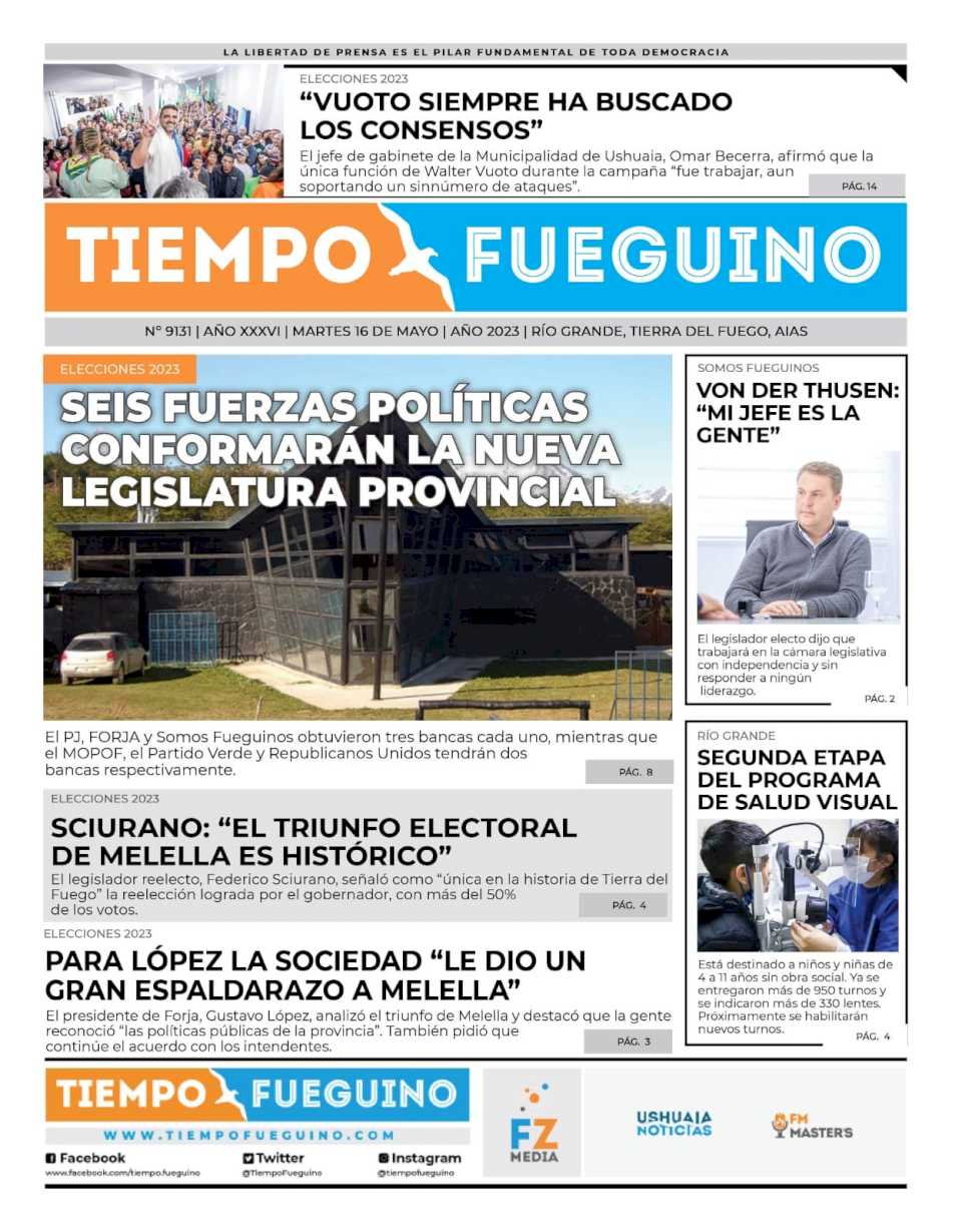 Portada del martes 16 de mayo