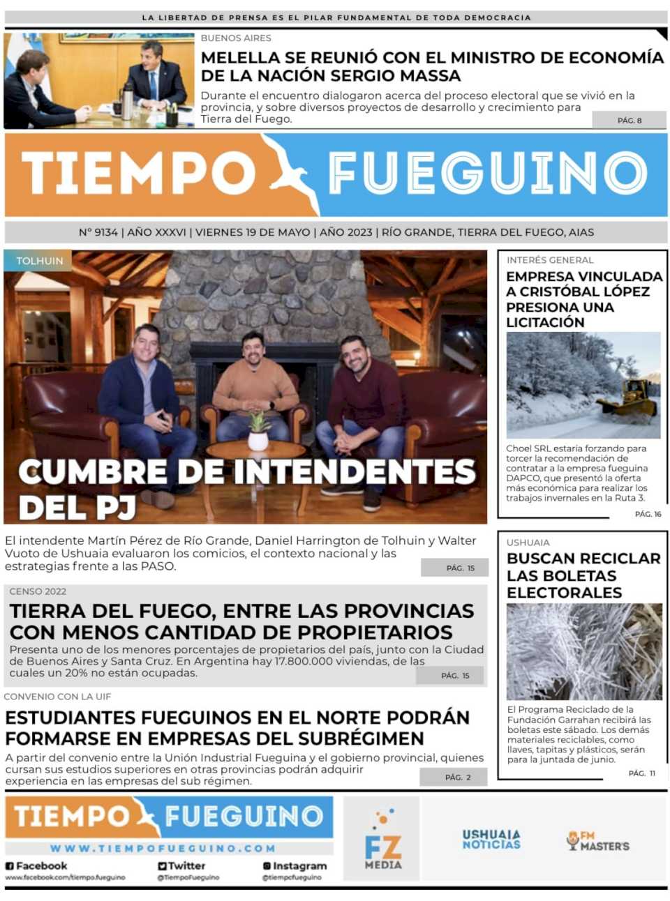 Portada del viernes 19 de mayo