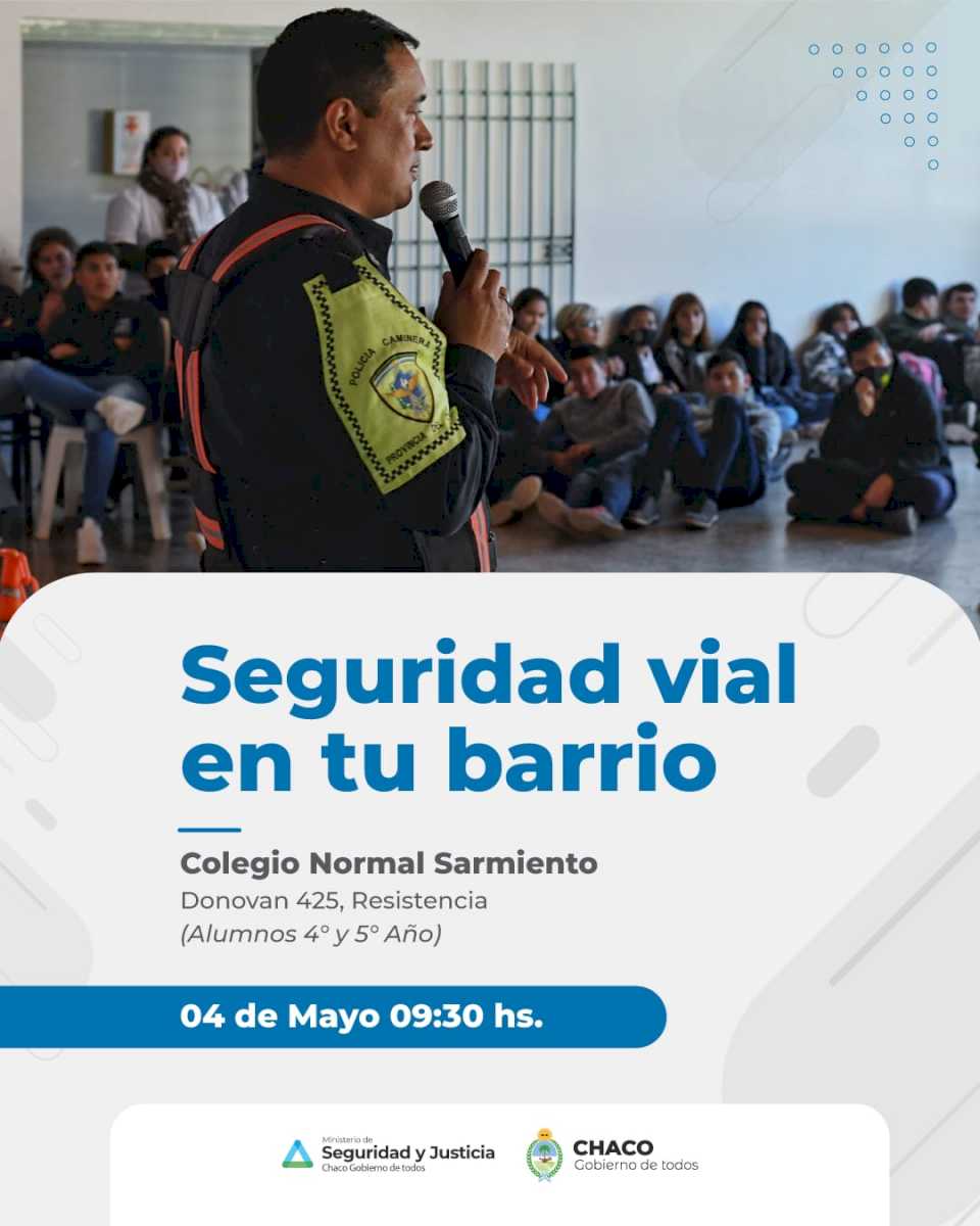 seguridad-vial-en-tu-barrio:-el-gobierno-retoma-el-programa-con-una-capacitacion-en-el-colegio-normal