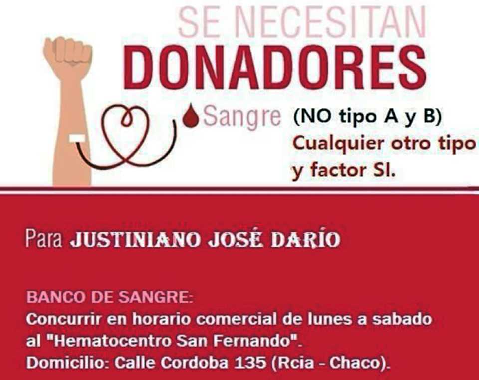 llamado-a-la-solidaridad:-se-necesitan-donadores-de-sangre-para-jose-dario-justiniano