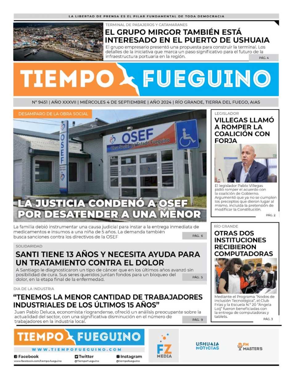 Portada del miércoles 4 de septiembre