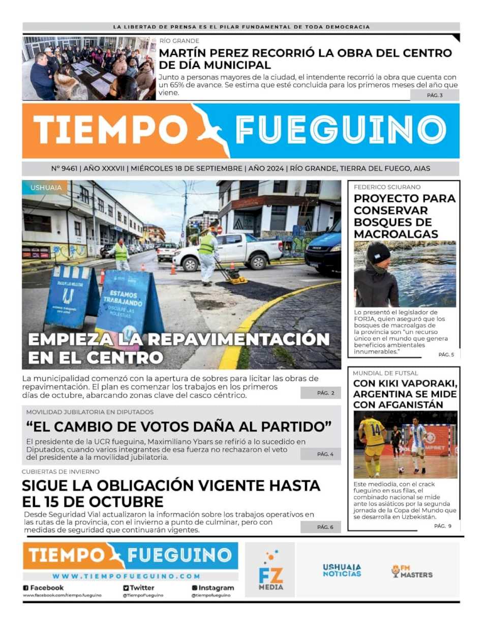 Portada del miércoles 18 de septiembre