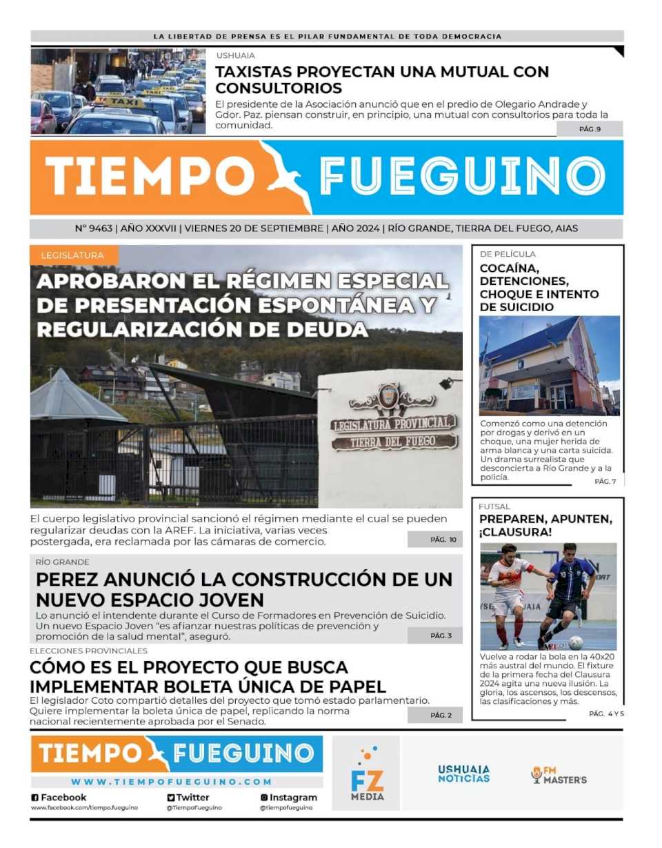 Portada del viernes 20 de septiembre