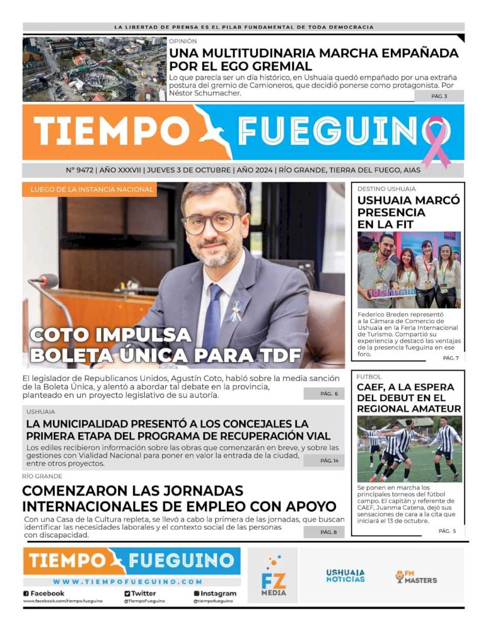 Portada del jueves 3 de octubre