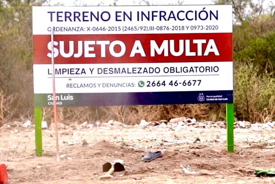 Detectaron más de 150 terrenos baldíos en la ciudad de San Luis y se impusieron 12 multas de hasta $500.000