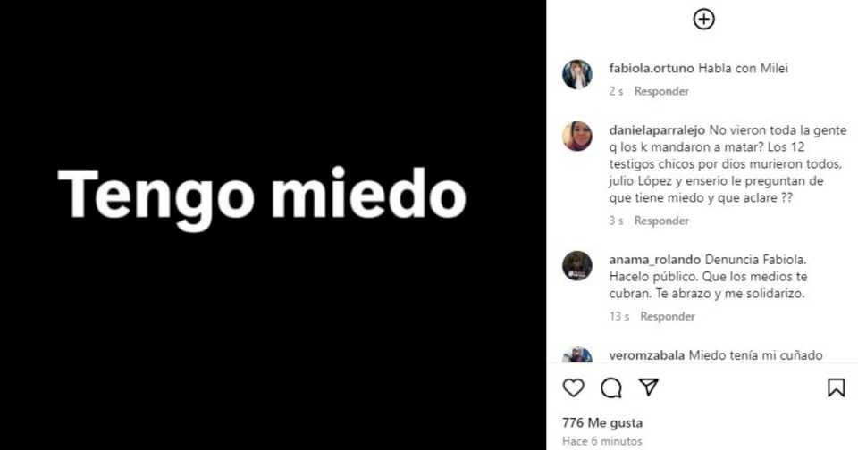 «Tengo miedo»: el inquietante mensaje de Fabiola Yañez en su cuenta de Instagram