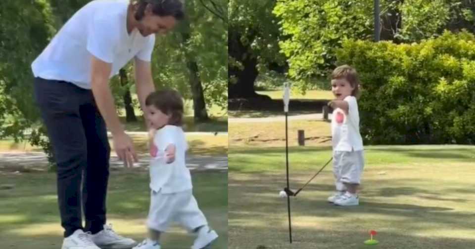 El tierno video de Gastón Gaudio con su hijo Vicente, un crack jugando al golf: ¿el Gato tiene escondido a un nuevo Tiger Woods?