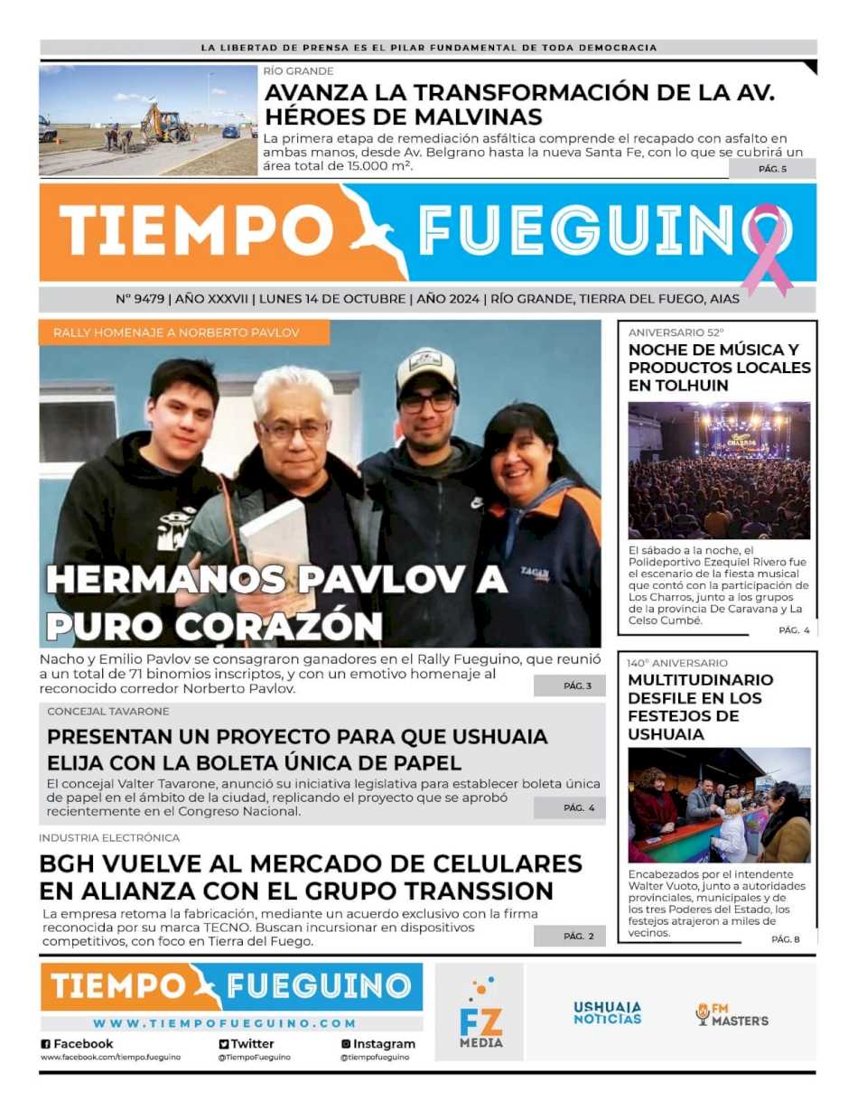 Portada del lunes 14 de octubre