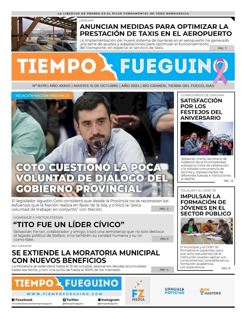 Portada del martes 15 de octubre