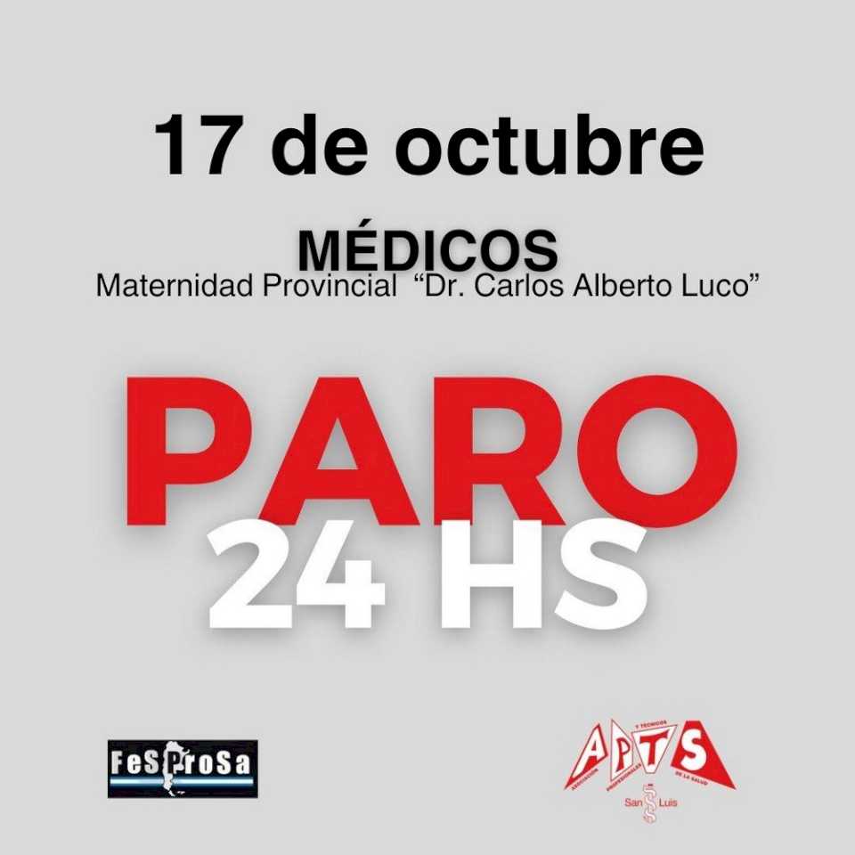 Vila Mercedes: paro de 24 horas en la Maternidad Provincial Dr. Luco este jueves