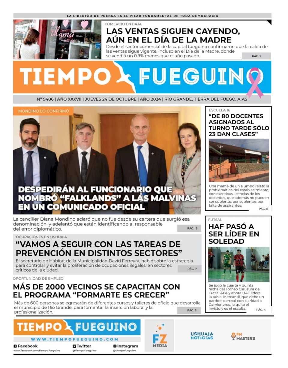 Portada del jueves 24 de octubre