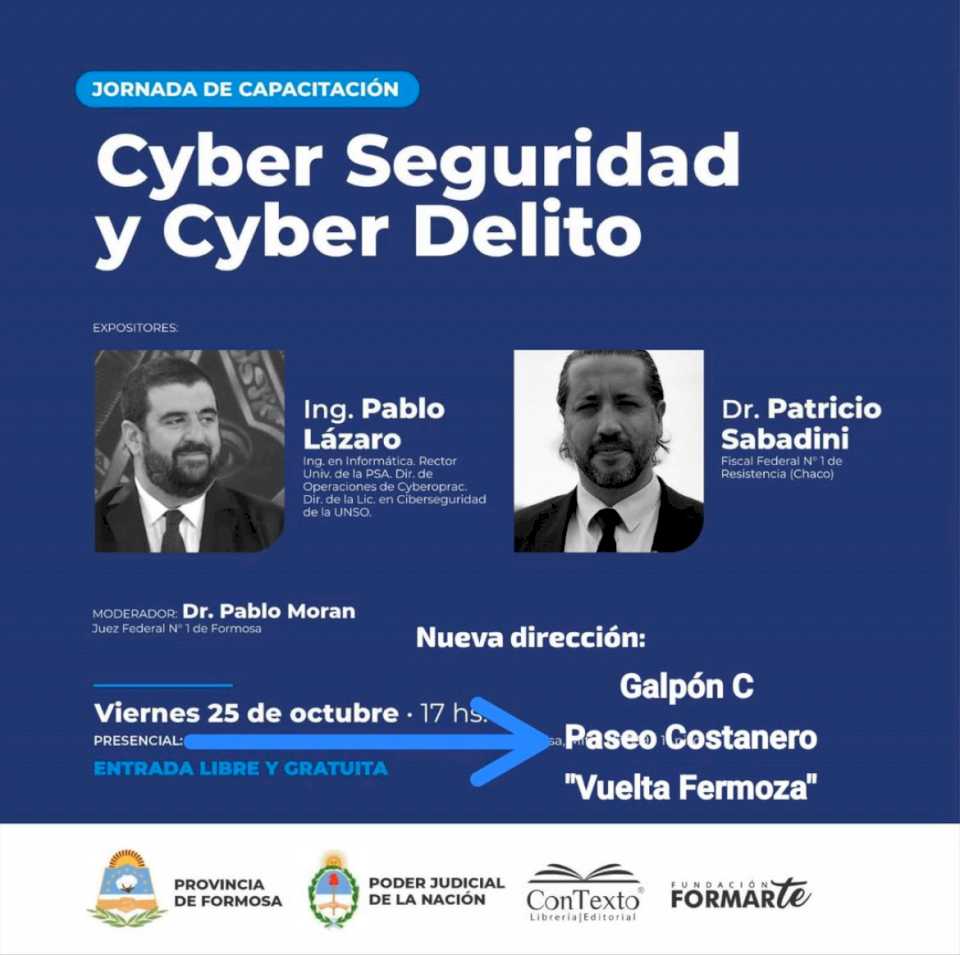 En el Paseo “Vuelta Fermoza” se realizará capacitación sobre Cyber Seguridad y Delitos Informáticos con expertos federales