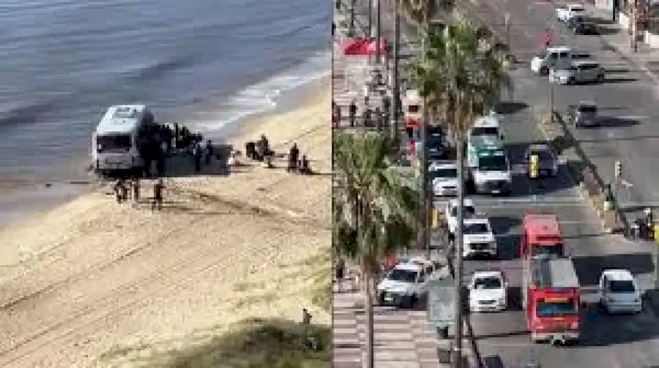 impresionante-accidente-en-uruguay:-un-autobus-perdio-el-control,-atraveso-la-rambla-de-montevideo-y-termino-en-la-playa