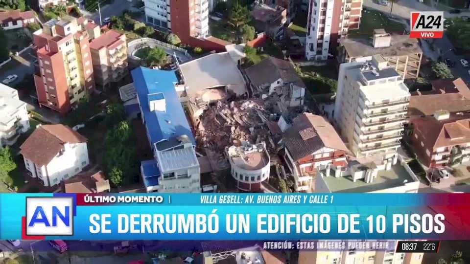 SE DERRUMBO EL EDIFICIO DE UN HOTEL DE 10 PISOS EN VILLA GESELL