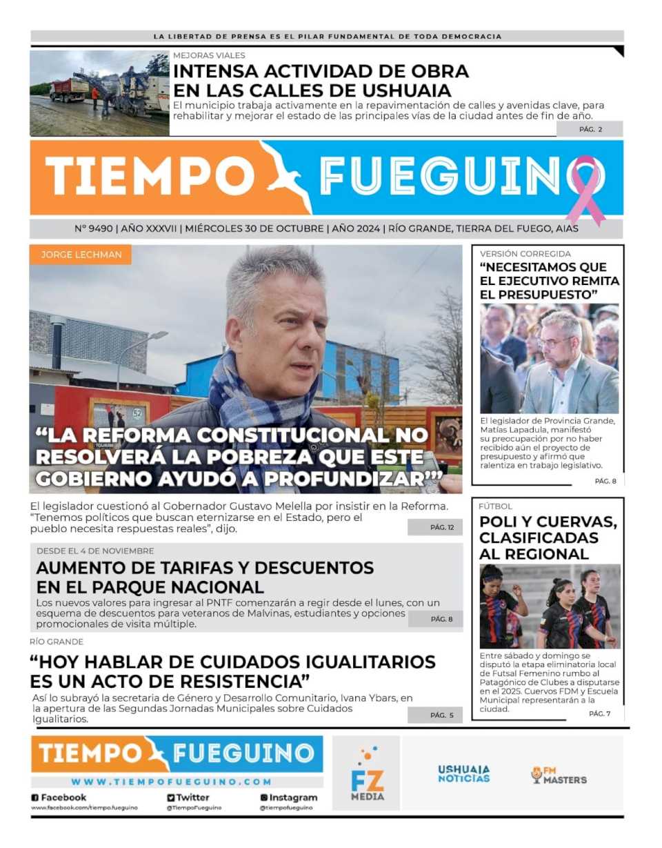 Portada del miércoles 30 de octubre